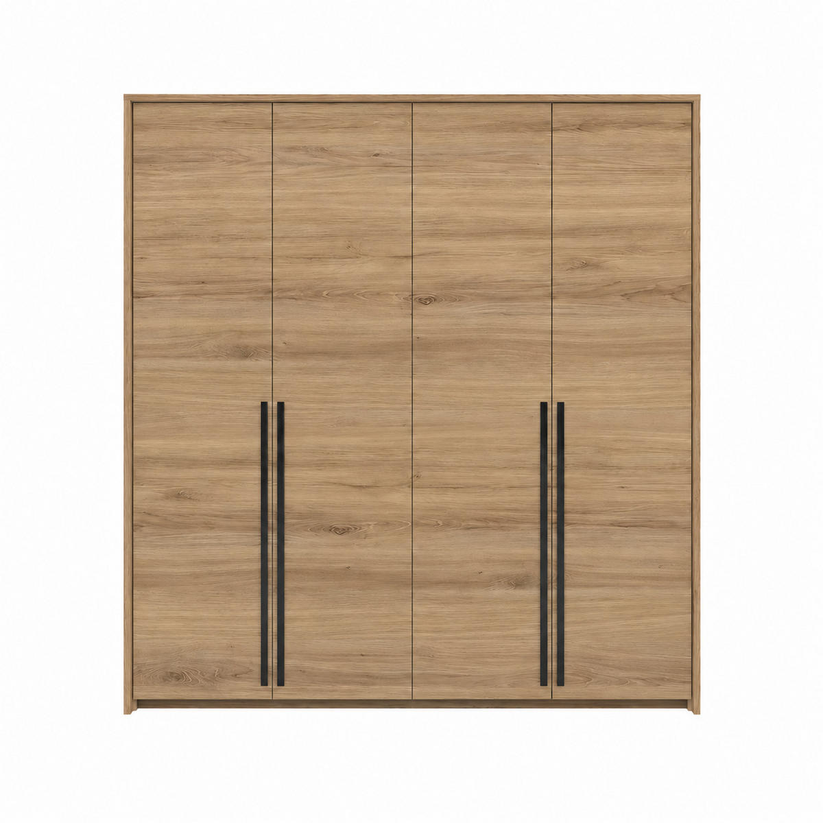 KLEIDERSCHRANK: Wildeiche / Griffe Silber, 210 x 65 x 217,2 cm - Eichefarben/Silberfarben, Holzwerkstoff (210/217.2/65cm) - 3XE LIVING