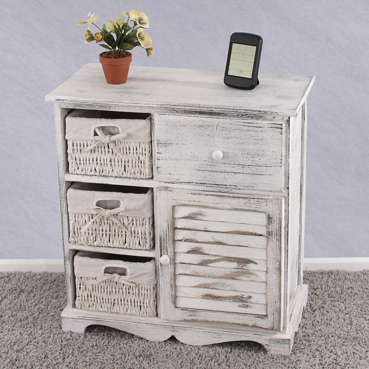 KOMMODE SCHRANK MIT 3 KÖRBEN Weiß - Weiß, Holz (60/63/30cm) - MCW