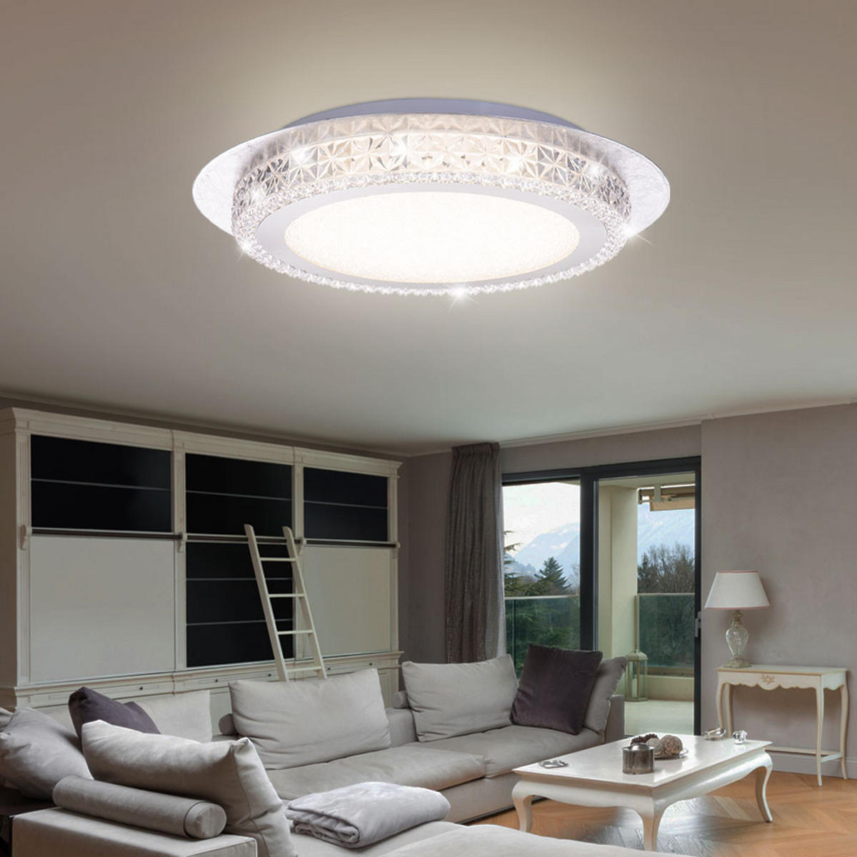 LED DECKENLEUCHTE Metall Silber Kristalloptik - Silberfarben, Metall (35/35/6.1cm)