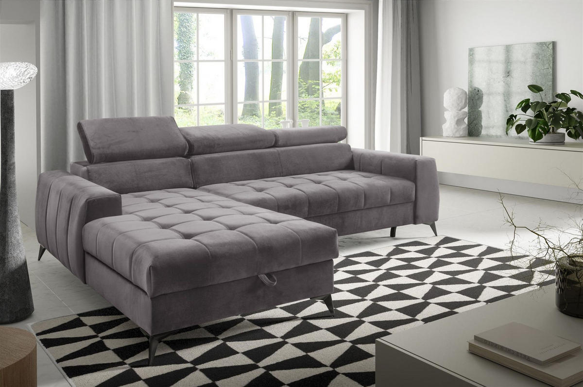 ECKSOFA Agnesa Xs In Salvador - Grau, Holzwerkstoff/Textil (260/200cm) - Fun Möbel