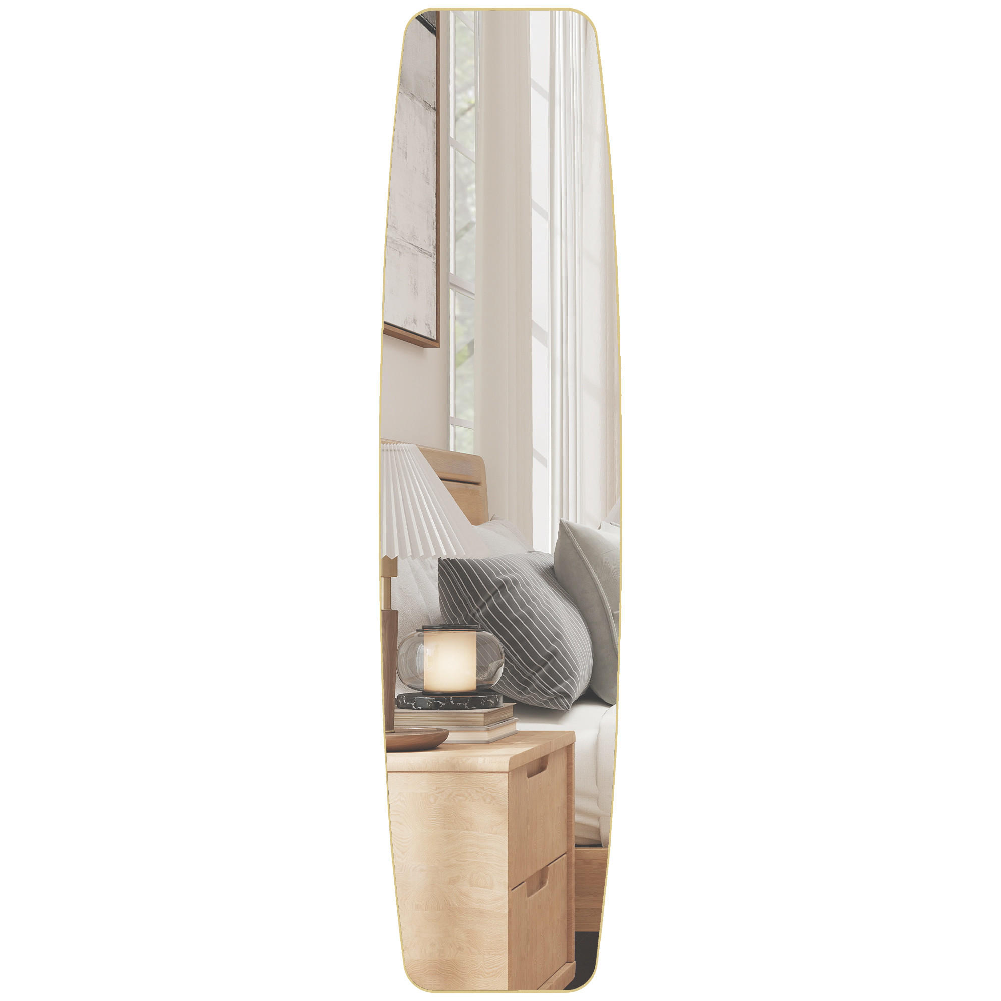 WANDSPIEGEL DE-14363 oval in Langform mit Goldrahmen Gold - Goldfarben, Glas (160/3/40cm) - ComfortXL