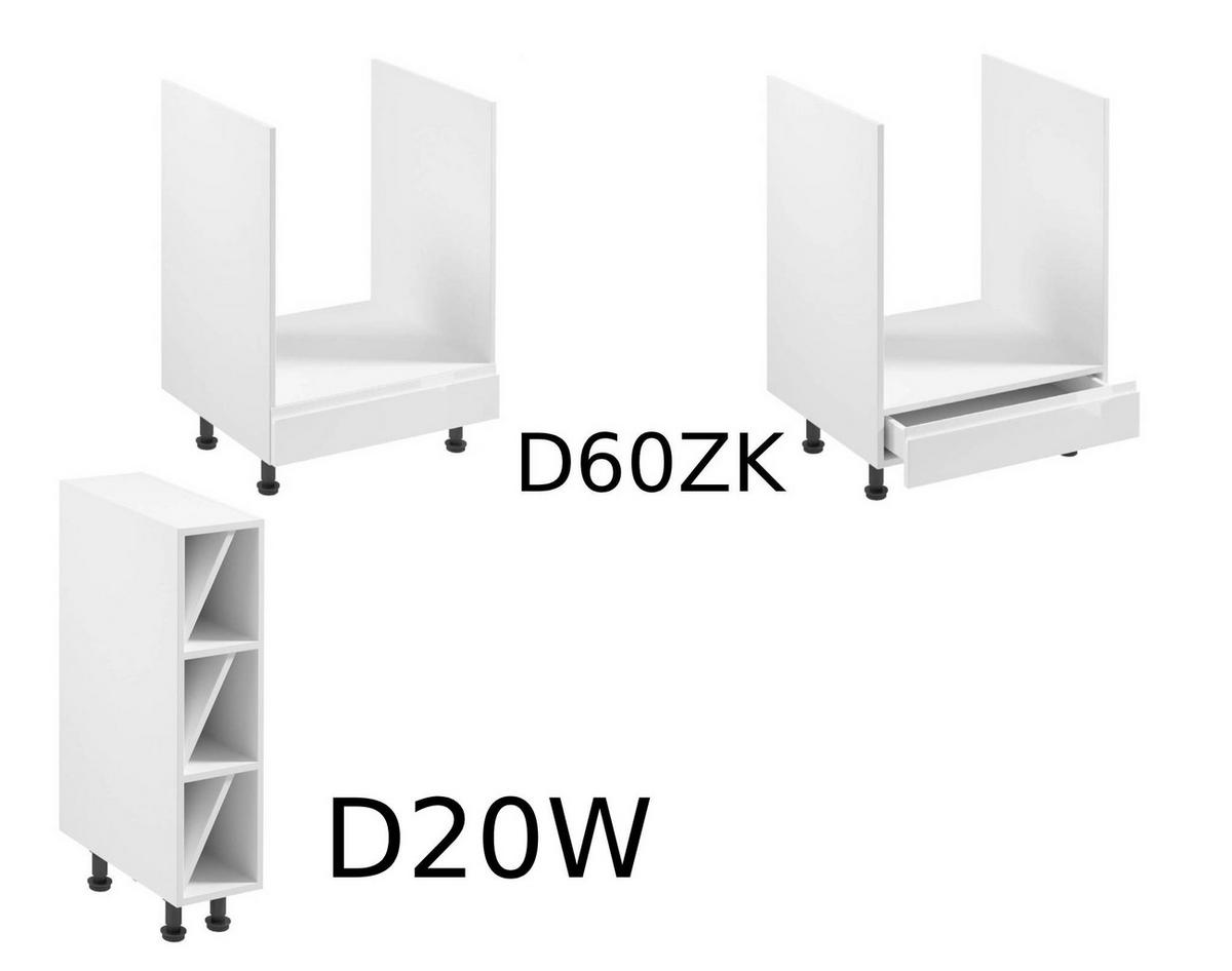 KÜCHENZEILE 320 cm - Aspen KA15-M320- in Weiß/Hochglanz - Weiß Hochglanz, Holz (320/212/52cm)