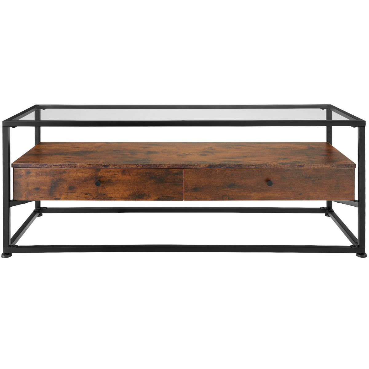 LOWBOARD Maidenhead,121,5 x 41,5 x 50,5 cm,Industrial Holz dunkel, rustikal - Rostfarben, Holzwerkstoff (41.5/50.5/121.5cm) - tectake
