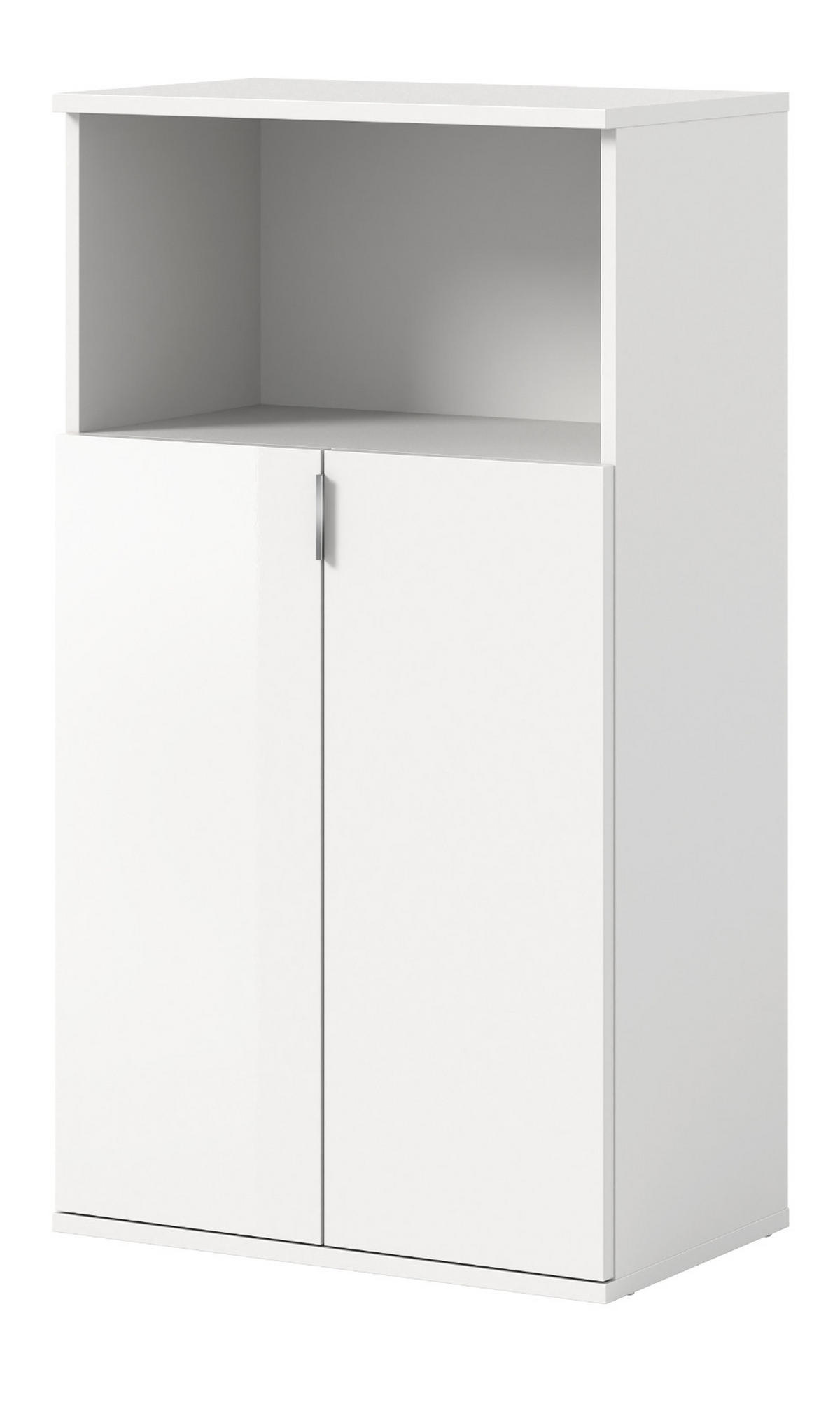 KOMMODE weiß Hochglanz 61 x 110 cm, Mehrzweckkommode mit 5 Fächern - Chromfarben/Weiß Hochglanz, Holzwerkstoff/Kunststoff (61/110/37cm) - Inn.Furn