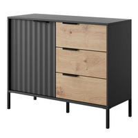 KOMMODE Rave schwarz / Eiche Artisan 103 / 39,5 / 81cm - Eichefarben/Schwarz, Holz/Holzwerkstoff (103/81/39.5cm) - Feldmann-Wohnen