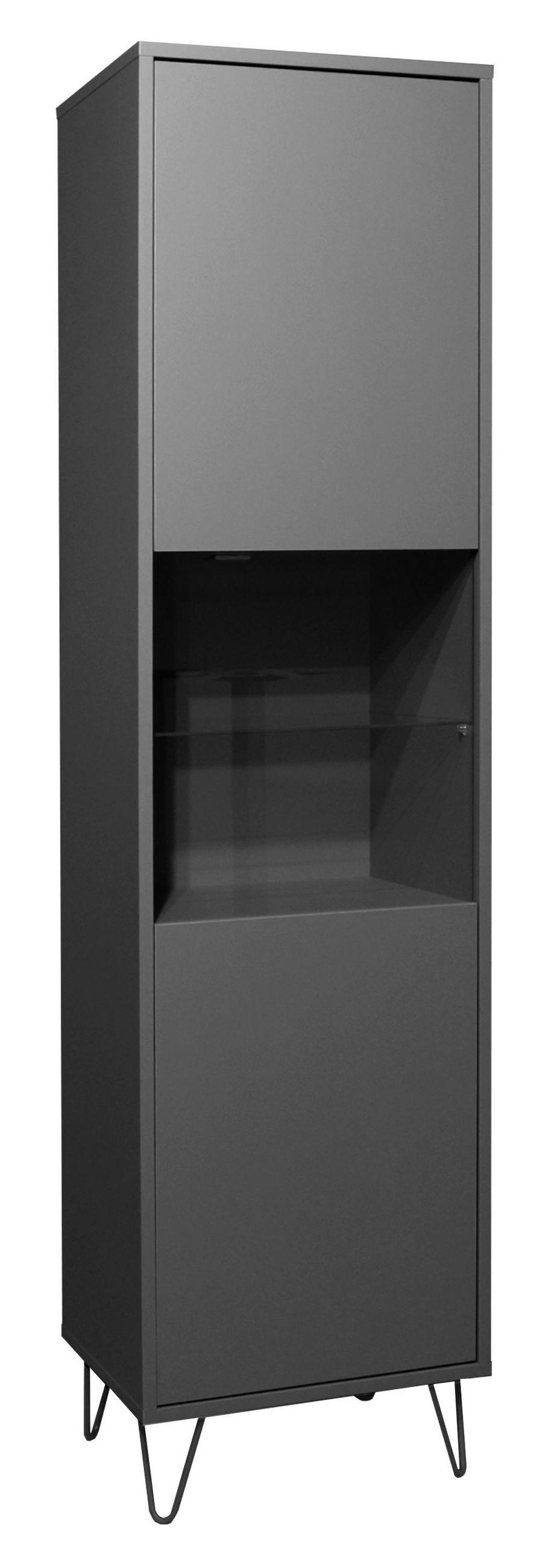VITRINE Erna 51x45x197 Anthrazit matt Lack - Grau, Holzwerkstoff (51/197/45cm) - 58aufmkessel
