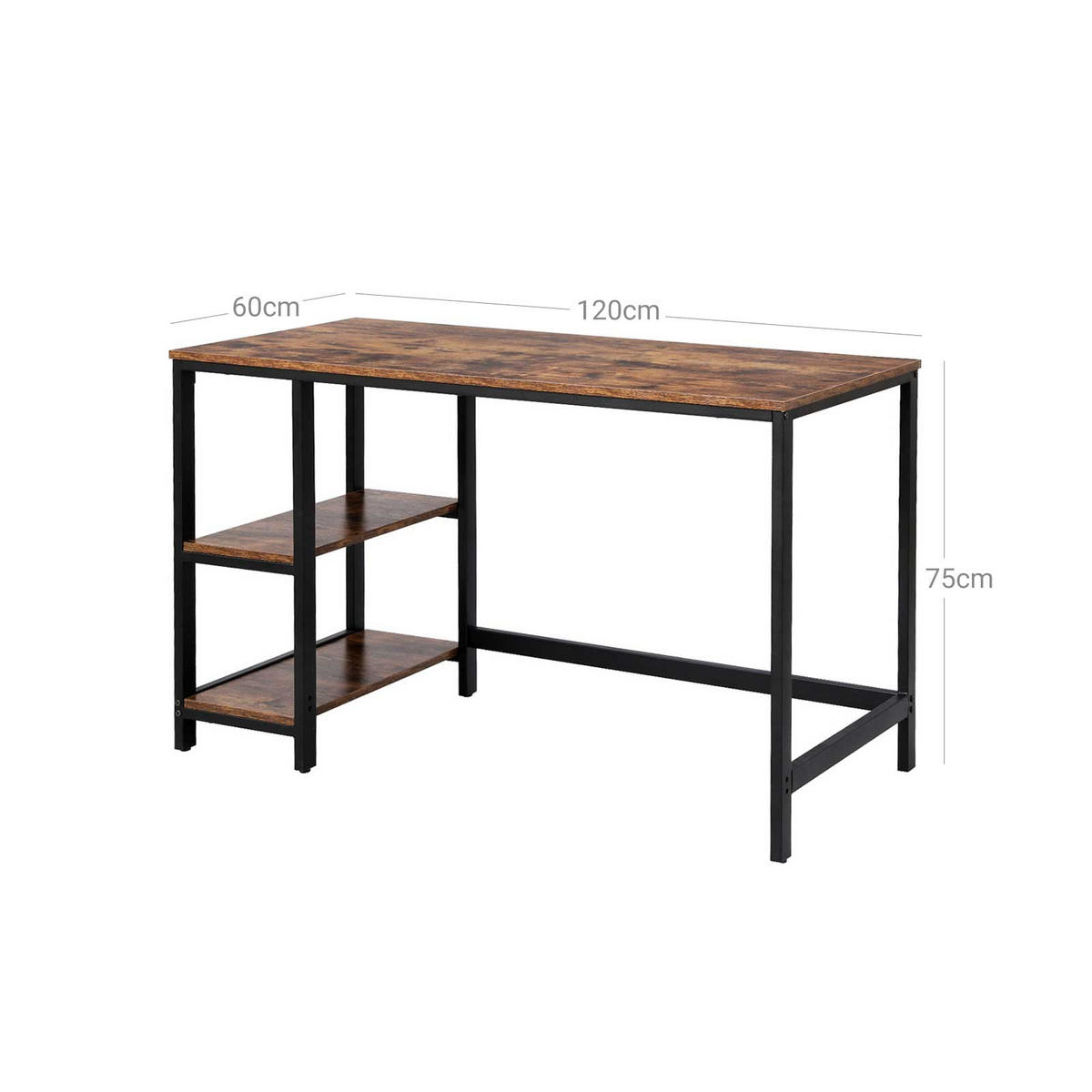 SCHREIBTISCH INDUSTRIESTIL - Braun, Holzwerkstoff (120/60/120cm) - Hansiro