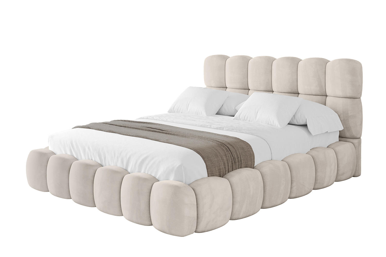 POLSTERBETT mit Bettkasten und Lattenrost, Boxbett ohne Matratze - LEYA 200x200 Beige - Beige, Holzwerkstoff/Textil (200/200cm) - ALTDECOR