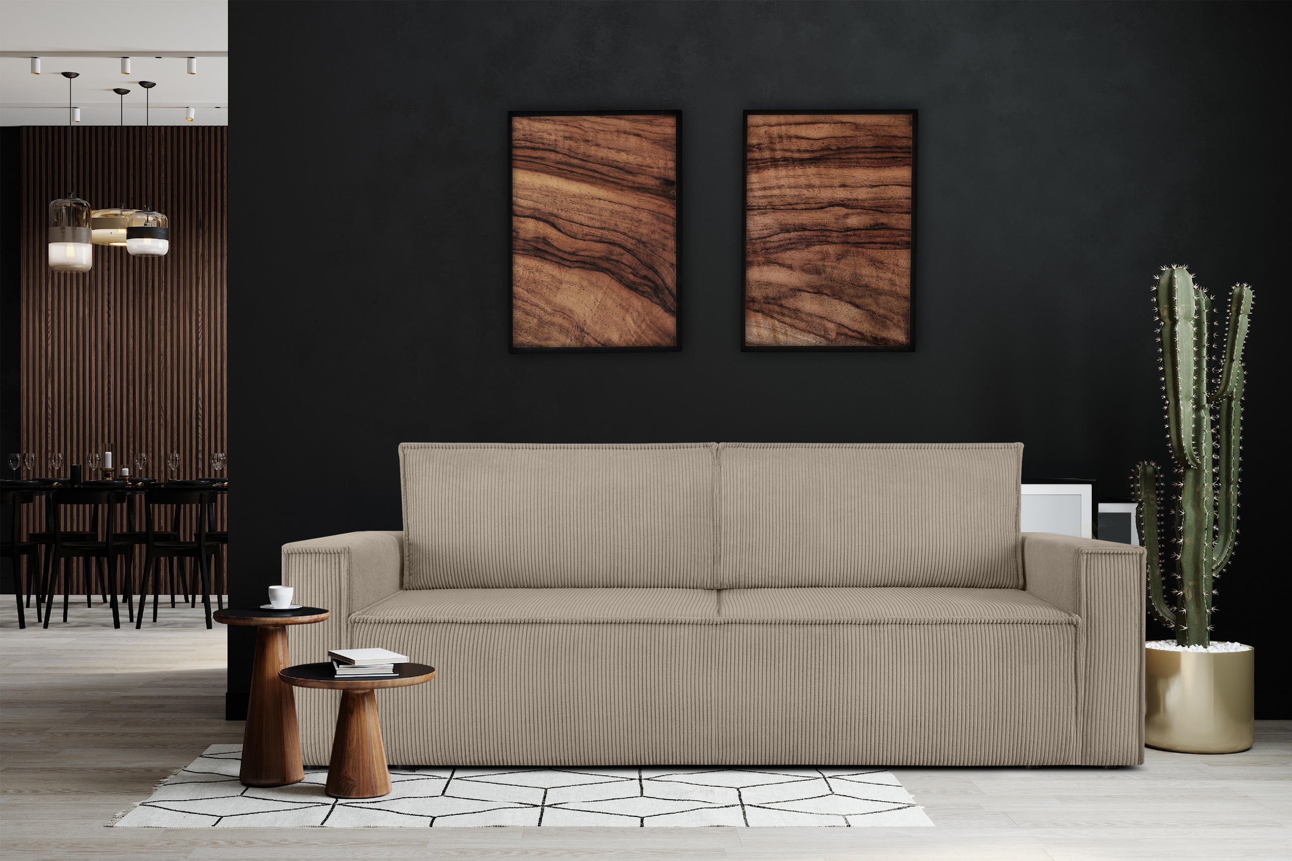 Thumbnail - Konsimo® Schlafsofa, Beige, Textil, 228x89x101 cm, FSC 100%, Hergestellt in Europa, Wohnzimmer, Sofas & Couches, Schlafs...