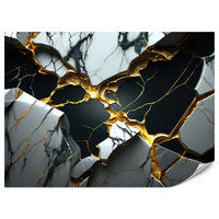 FOTOTAPETE für Wohnzimme Schwarze Weißer Marmor Goldelementen 200x140 - Goldfarben/Schwarz, Papier (200/140cm) - Muralo