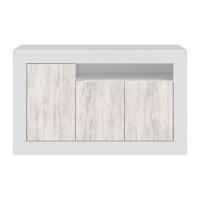 BUFFET-DESIGN mit 3 Türen und 1 Aufbewahrungsnische Baltik - L144 cm - Weiß, Holzwerkstoff (42/87/48.6cm) - Calicosy