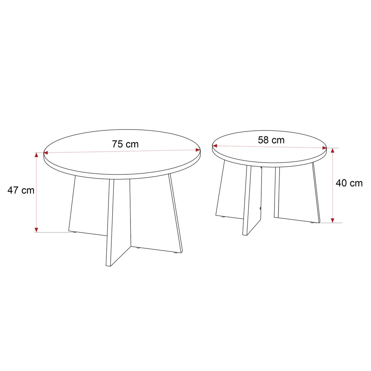 BELLAGIO sada konferenčních stolků, ořech Royal - ořechová, kompozitní dřevo (75/75/47cm) - Idohome