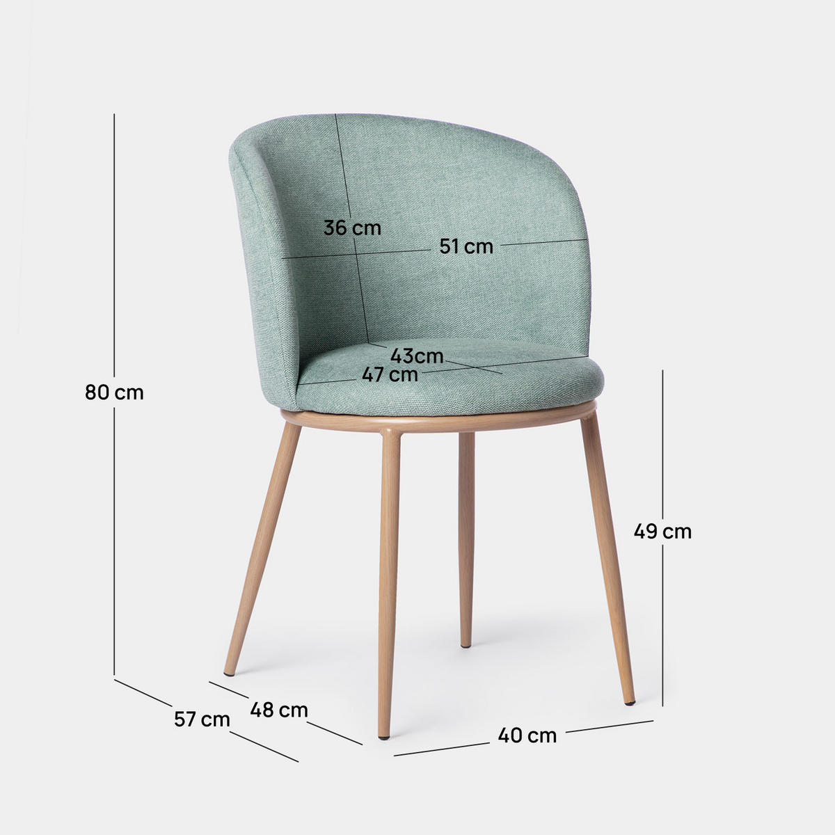 ESSZIMMERSTUHL Nolan Grün 51 cm x 80 cm 2er-Set - Grün, Textil (51/80/57cm) - Klast Home