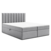 BOXBETT BURSA 180x200 cm mit Bettkasten und Matratze - Grau + TOPPER - Schwarz/Grau, Holz/Holzwerkstoff (180/200cm) - AX Living