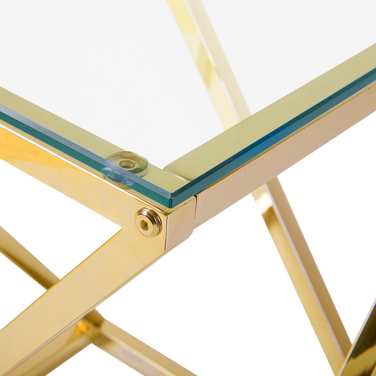 BEISTELLTISCH Glas Gold quadratisch 40/40 cm Beverly - Transparent/Goldfarben, Glas (40/40/55cm) - Beliani