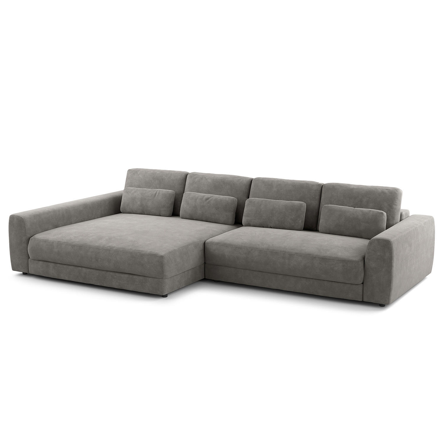 ECKSOFA mit XXL-Longchair - Schwarz/Grau, Kunststoff/Textil (323/182cm) - home24