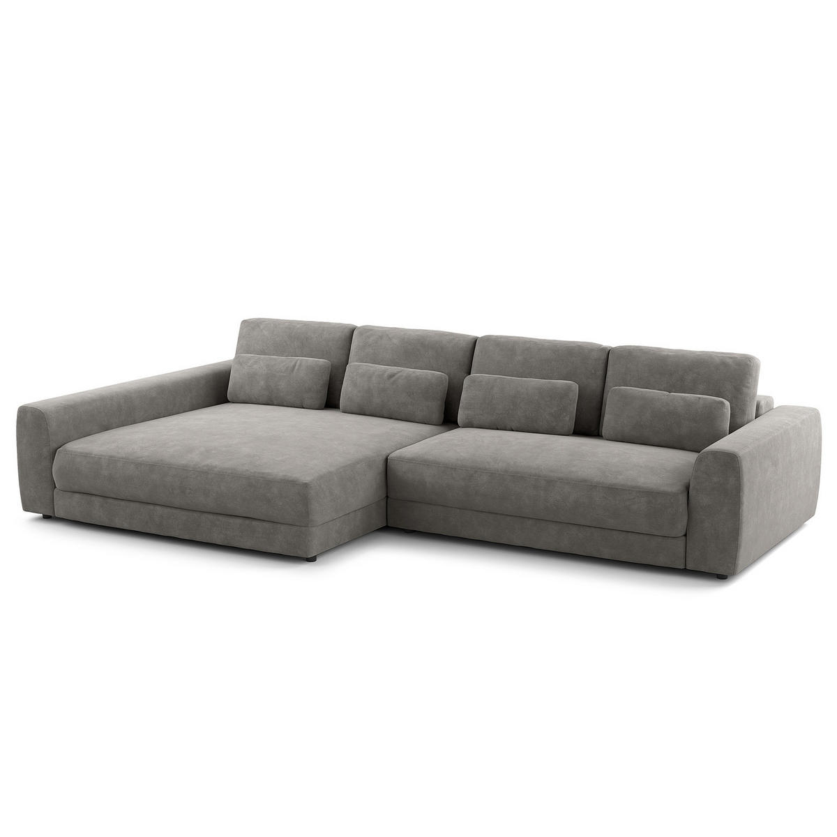 ECKSOFA mit XXL-Longchair - Schwarz/Grau, Kunststoff/Textil (323/182cm) - home24