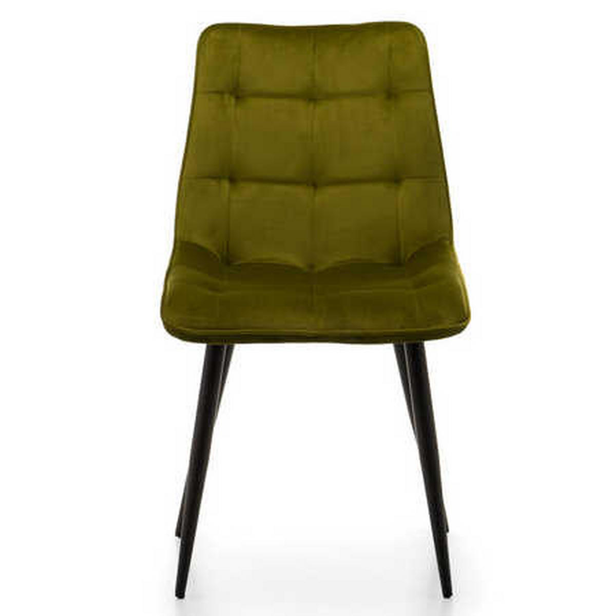 STUHL CHIC gespolsterter mit Steppung - olive - Samt Velours - Schwarz/Olivgrün, Metall (50/88/47cm) - NEW HOME