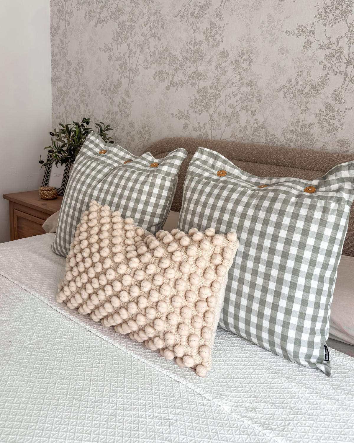 PERNĂ decorativă set de 2 verde mentă 45/45 cm Talya - maro/alb, material textil (45/45cm) - Beliani