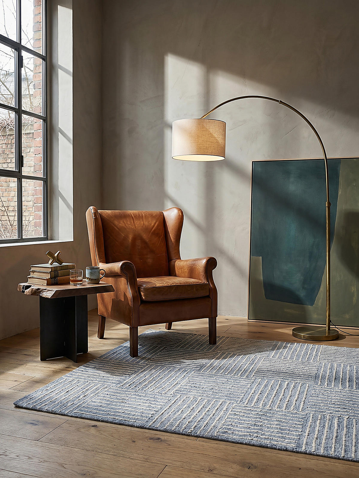 WOLLTEPPICH LEA, mit Schachbrettmuster, Blau, 80 x 150 cm - Blau, Textil (150/80cm) - KADIMA DESIGN
