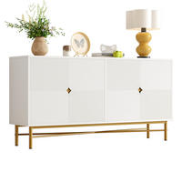 SIDEBOARD 160/40/82 cm in Weiß mit 4 Türen, Soft-Close und Goldakzenten - Weiß, Holzwerkstoff (160/82/40cm) - Flora Grace