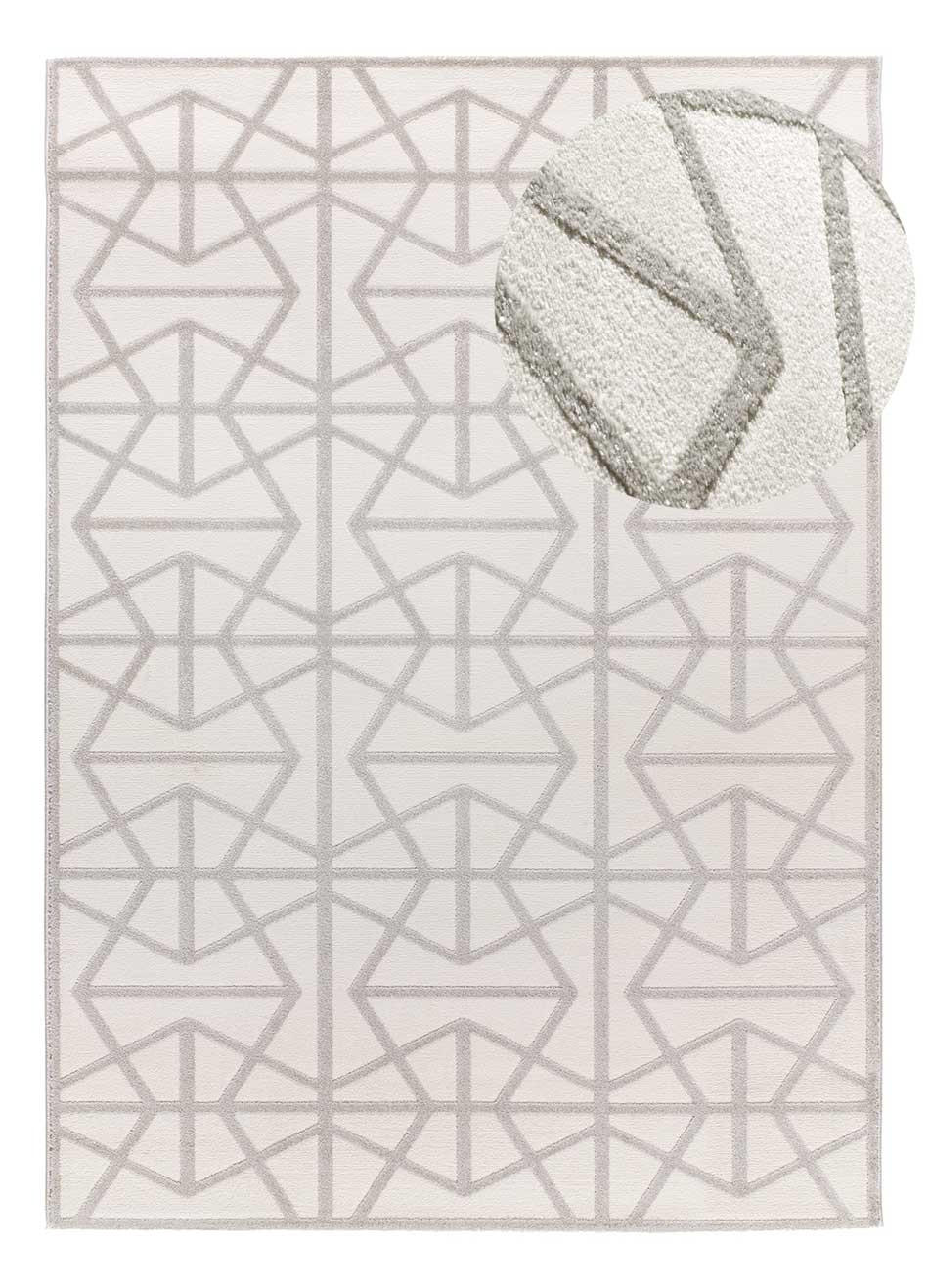WEBTEPPICH weiß Flora 133/190 cm - Silberfarben/Weiß, Naturmaterialien/Textil (133/190cm) - Atticgo