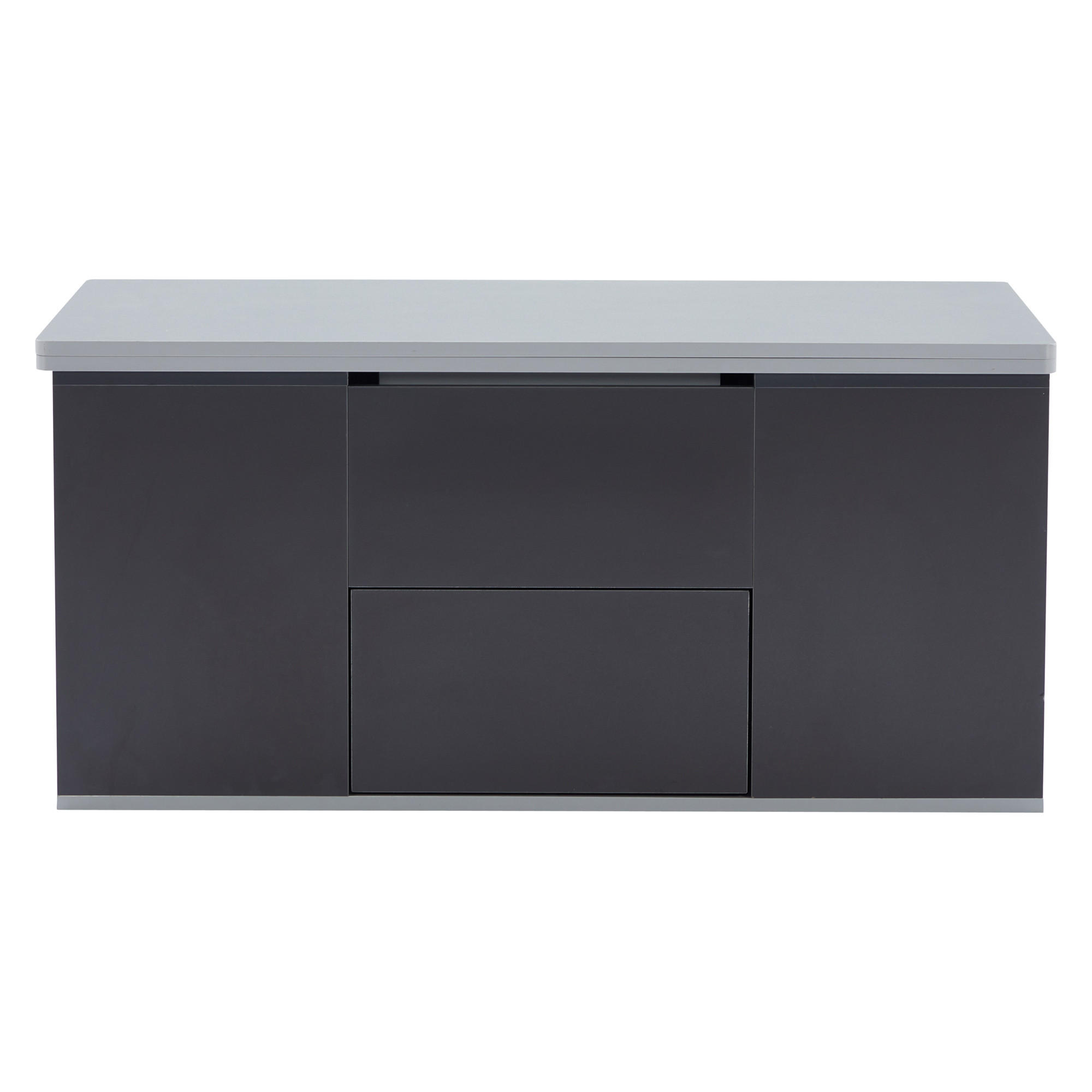 COUCHTISCH Grau 100/51/47 cm höhenverstellbar mit Stauraum - Grau, Holzwerkstoff (51/100/47cm) - PANGIVO