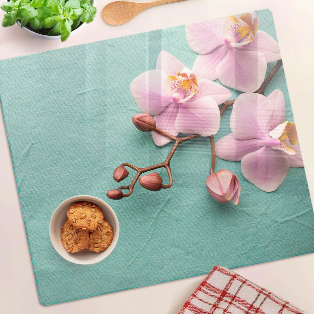 GLASPLATTE 60x52 cm Orchidee - Pink, Glas (60/0.4/52cm) - TULUP