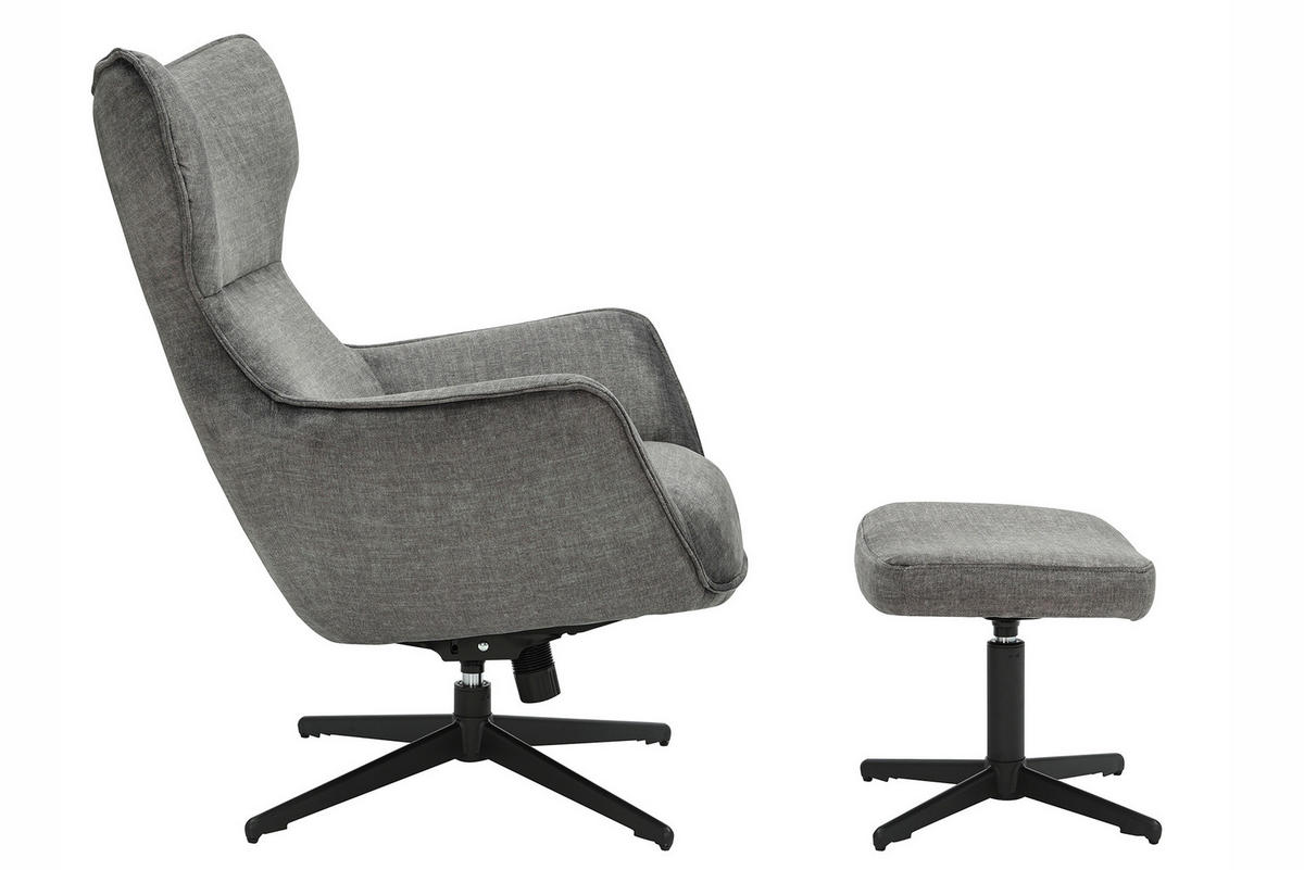 SESSEL VOGUE Samt Grau 100 cm - Schwarz/Grau, Textil/Metall (73/99/100cm) - riess-ambiente