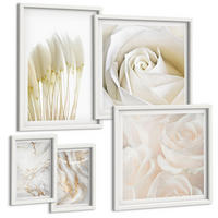BILDER SET 5er Set - 50x50 cm & 20x30 cm & 40x60 cm Weißer Rahmen - Elegante Marmormuster - Weiß, Kunststoff (40/60cm) - TULUP