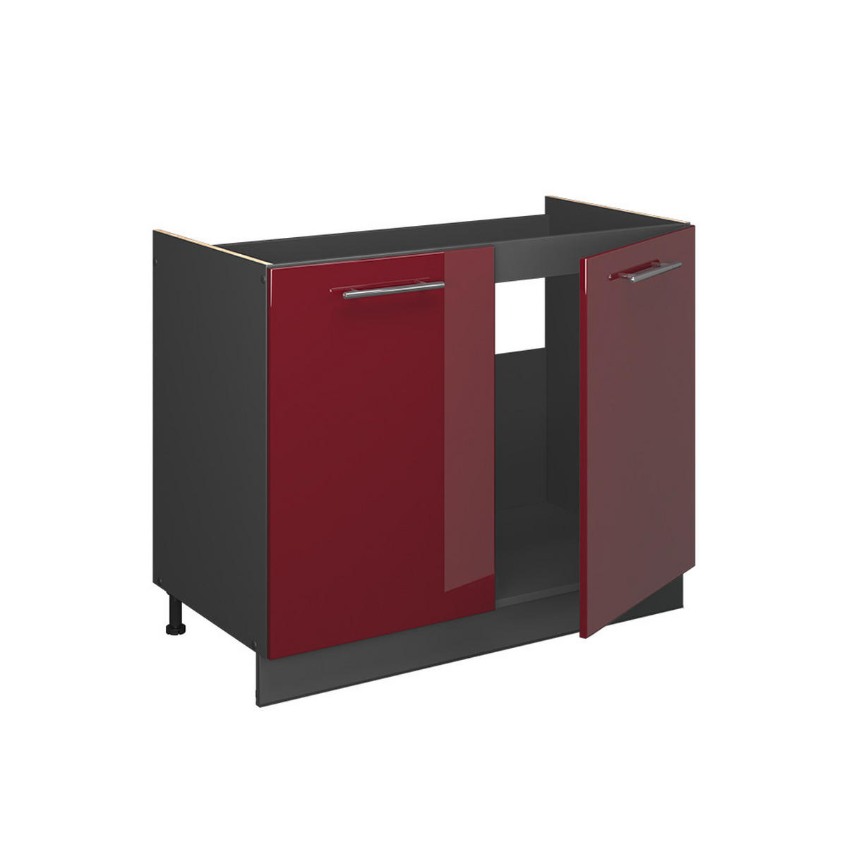SPÜLENUNTERSCHRANK Fame-Line, Bordeaux Hochglanz/Anthrazit, 100 cm, AP Anthrazit - Bordeaux/Anthrazit, Holzwerkstoff (100/82/60cm) - Vicco