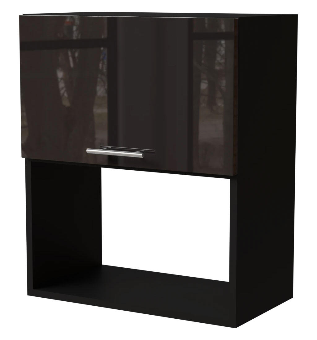 Feldmann-Wohnen Mikrowellenumbauschrank Schwarz Hochglanz, Schwarz 60x32.5x72 cm
