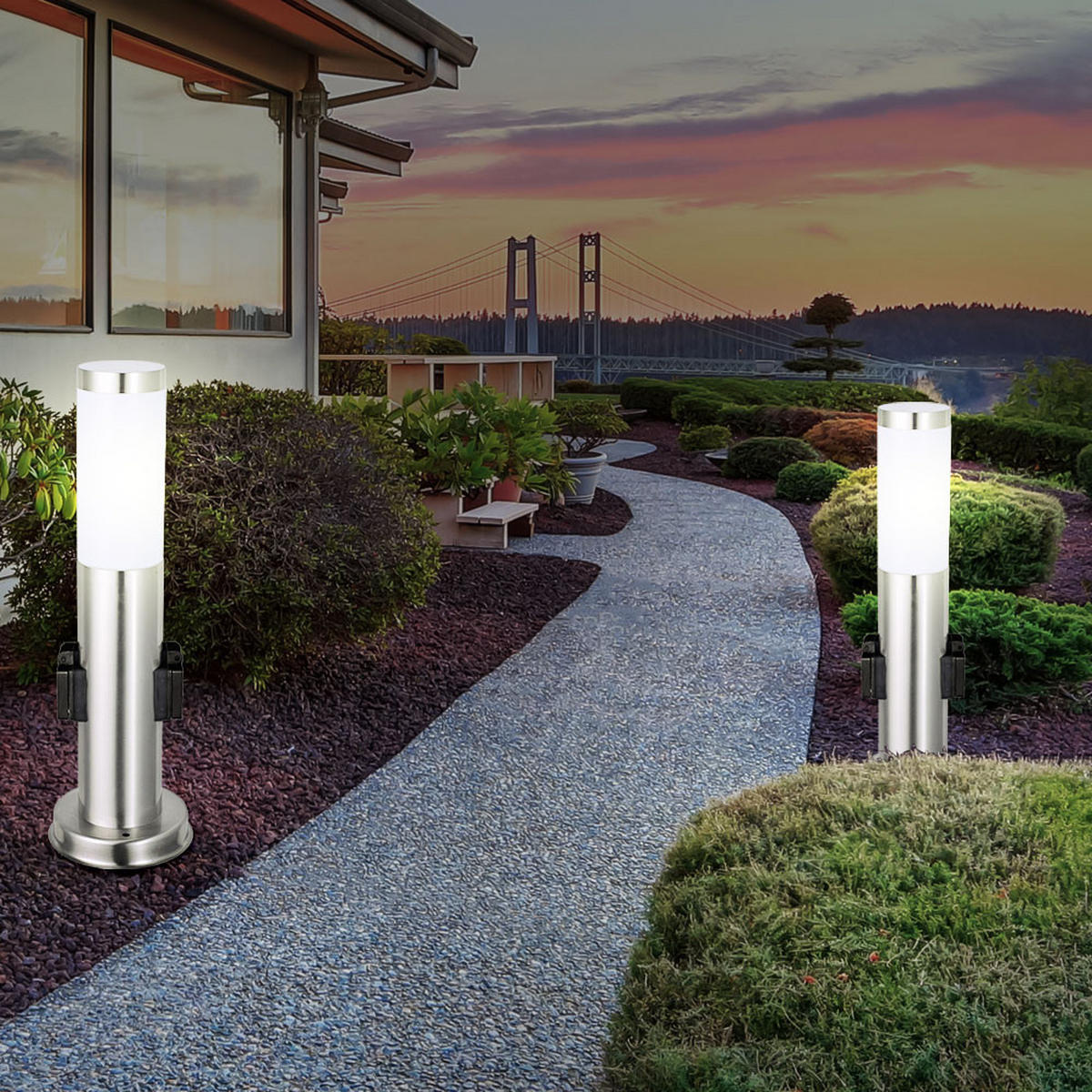 LED STEHLEUCHTE Silber Modern 2er Set - Silberfarben, Metall (8/8/45cm) - Globo Lighting