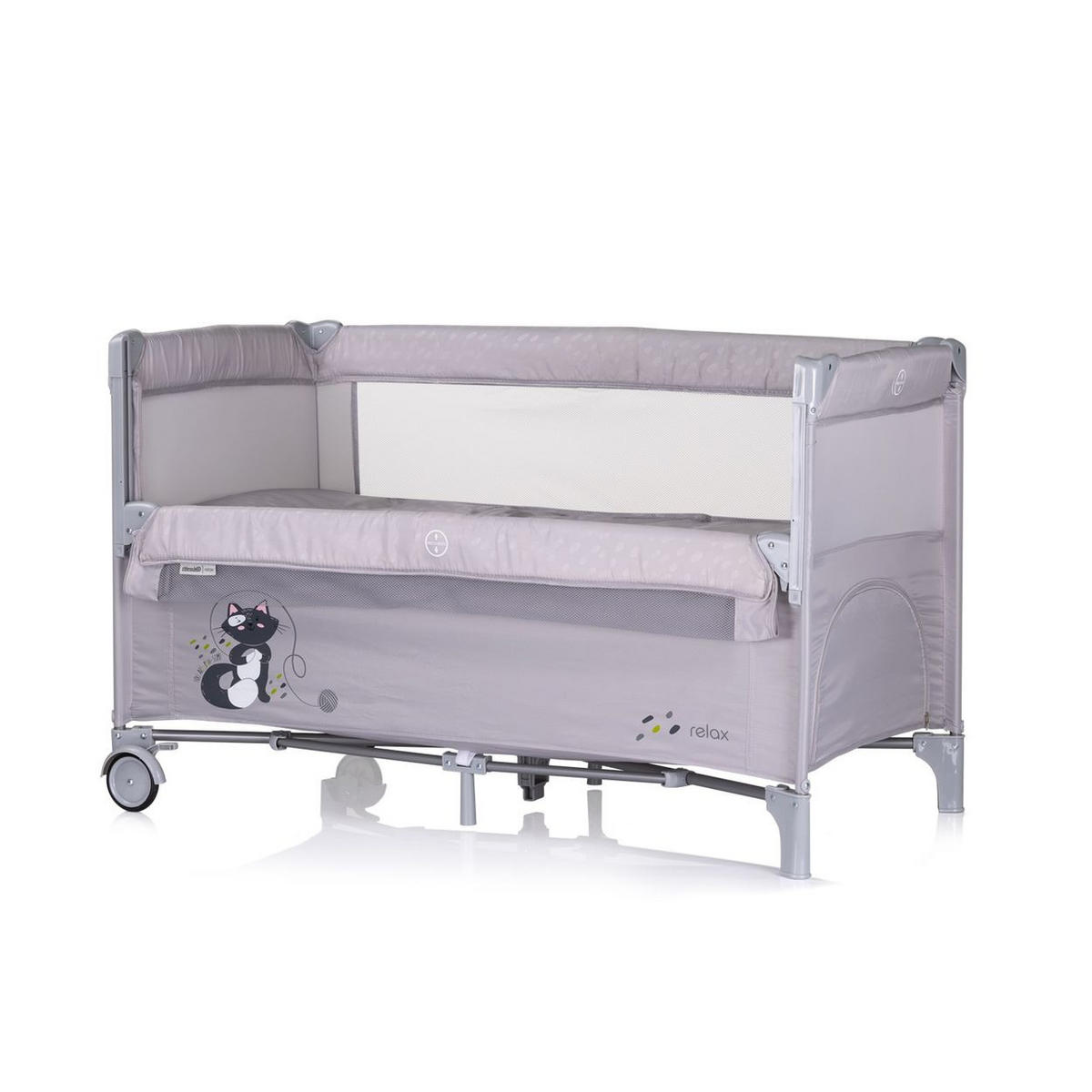 REISEBETT Relax 2 Ebenen violett Vorderseite absenkbar, Seiteneingang, Tasche - Violett, Kunststoff (60/120cm) - Chipolino