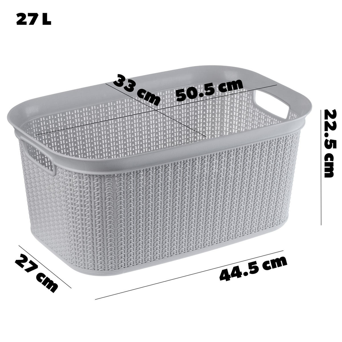 KADAX Wäschekorb, Wäschebehälter, 27L - Hellgrau, Kunststoff (50.5/33/22.5cm) - KADAX