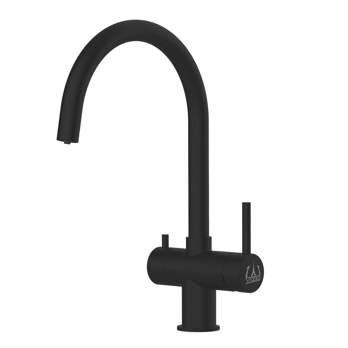 3-WEGE-KÜCHENARMATUR, Edelstahl Massiv aus Chirurgenstahl, PVD Schwarz Matt, 360° schwenkbar - Schwarz, Metall (23/39/23cm) - VIZIO