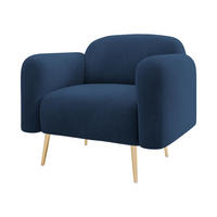SESSEL Nami 1 - Blau/Goldfarben, Holz/Textil (90/75/71cm) - MIRJAN24