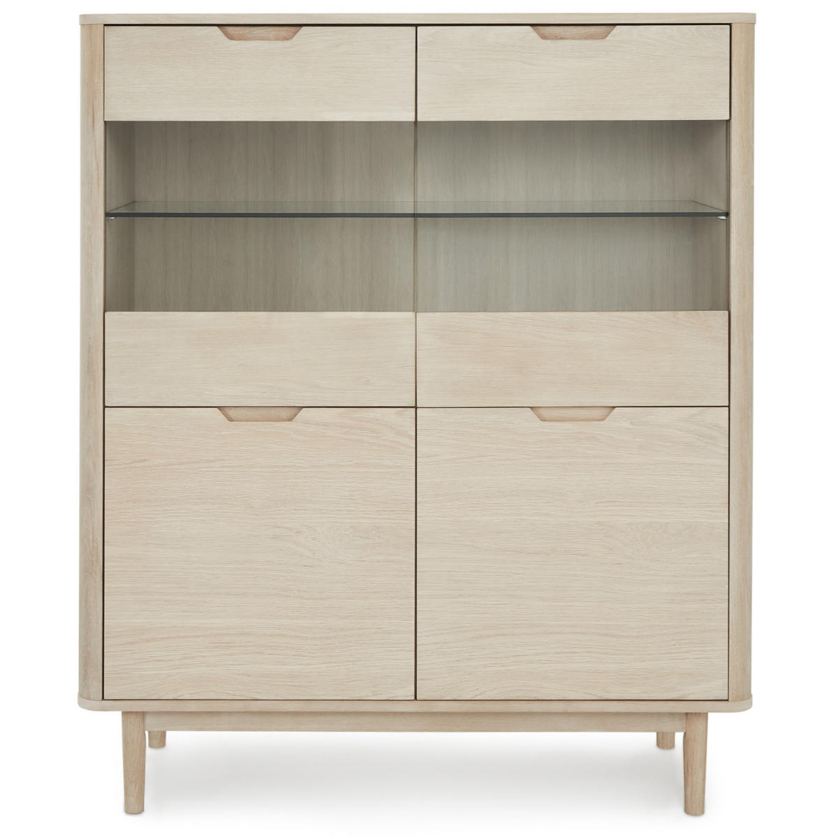 HIGHBOARD Eiche massiv - Eiche Bianco/Eichefarben, Holz/Holzwerkstoff (123/146/45cm) - Furnhouse