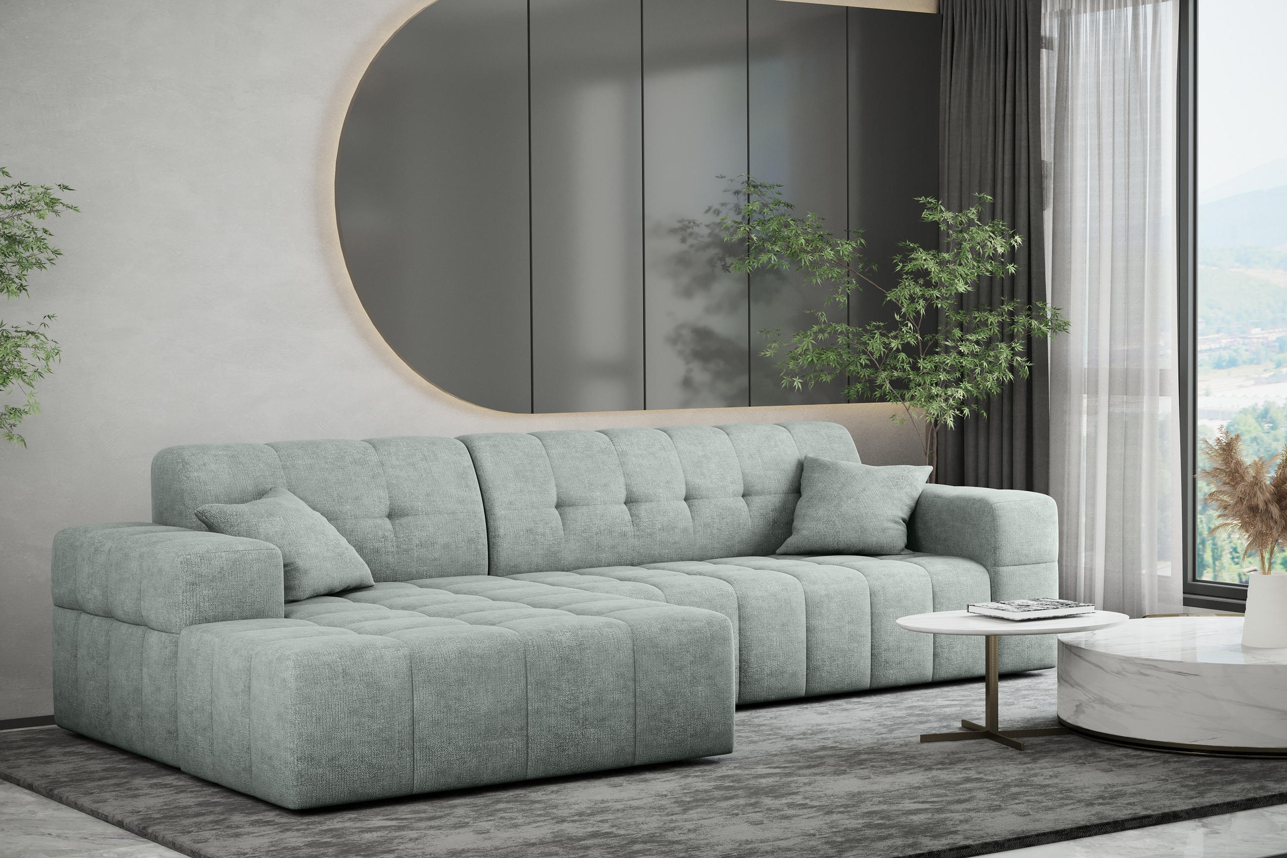 ECKSOFA NIMES Stoff Perfect Harmony Mintz Links - Mintgrün, Holz/Kunststoff (168/265cm) - Kaiser Möbel