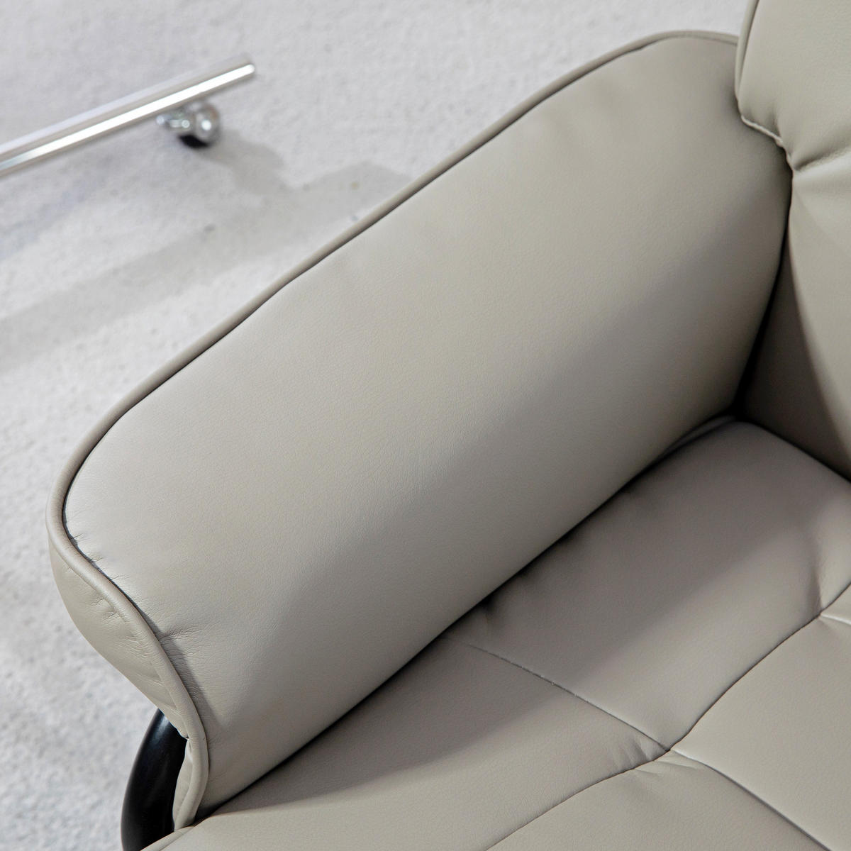 RELAXSESSEL mit Hocker, Drehbar Fernsehsessel mit Liegefunktion Kunstleder, Grau - Grau, Leder (85/104/76cm) - HOMCOM