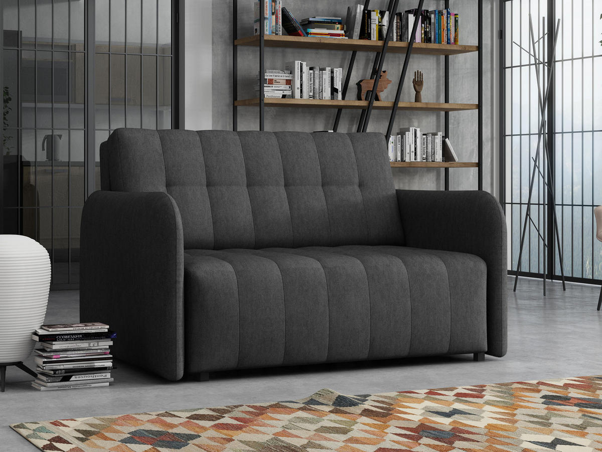 SCHLAFSOFA Viva Grand II - Dunkelgrau/Schwarz, Holz/Kunststoff (125/85/95cm) - MIRJAN24