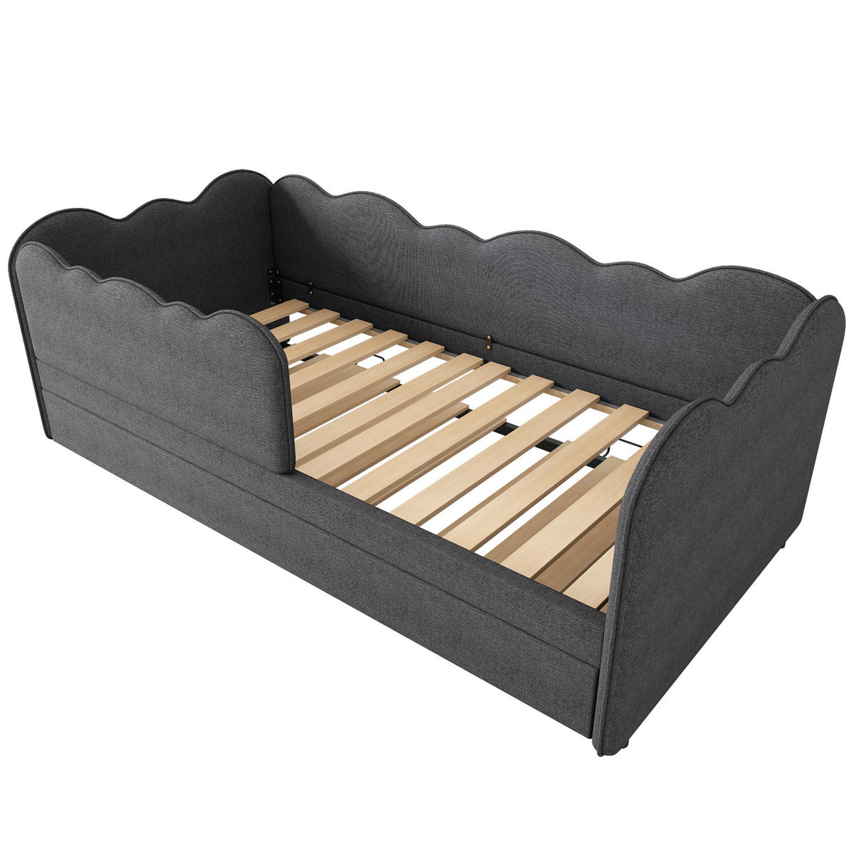 TAGESBETT mit Ausziehbett 90x190 cm Leinen Grau - Grau, Holzwerkstoff (90/190cm) - Beauniv
