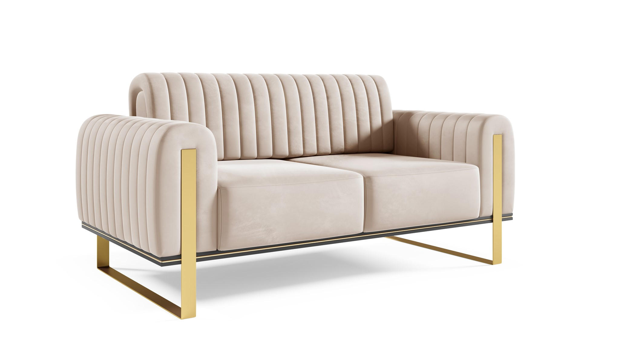 SOFA Valerie 2-sitzer - Beige, Holzwerkstoff/Textil (164/79/90cm) - Fun Möbel