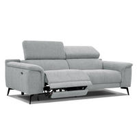 RELAXSOFA FIERO 3-Sitzer mit 1 Relaxfunktion, silberfarben - Silberfarben/Schwarz, Holzwerkstoff/Textil (212/82/103cm) - Courtois Laville
