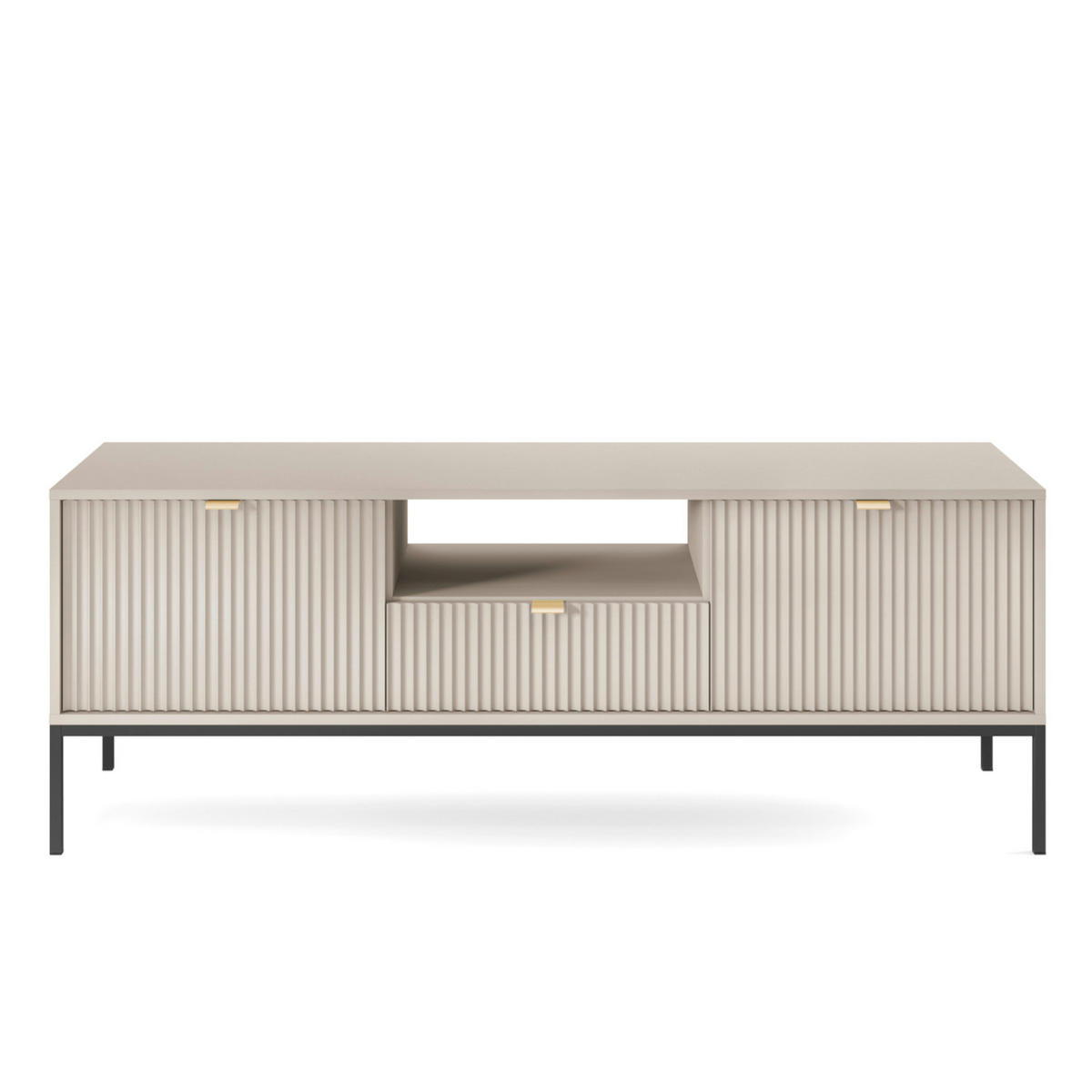 LOWBOARD TV NANAIMO RTV1-2D1S Profilierte Fronten, Kaschmir - Kaschmir, Holzwerkstoff/Kunststoff (154/56/39cm) - Komodee