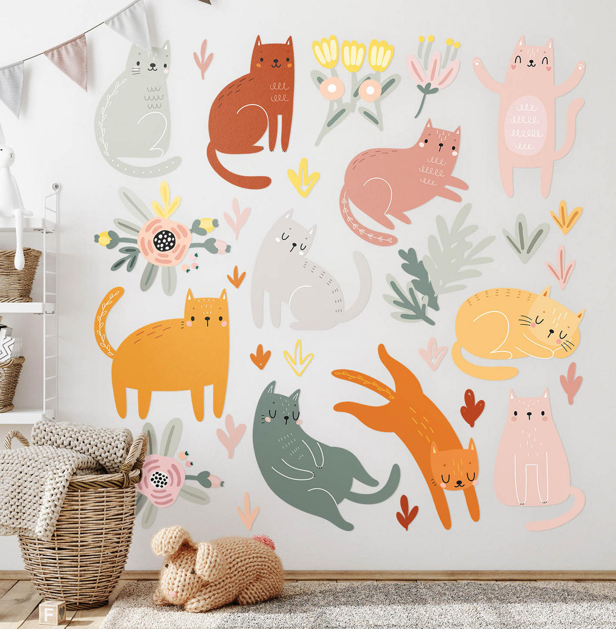 AUFKLEBER 80x141 cm Katzen Boho - Beige, Kunststoff (80/141/0.1cm) - TULUP
