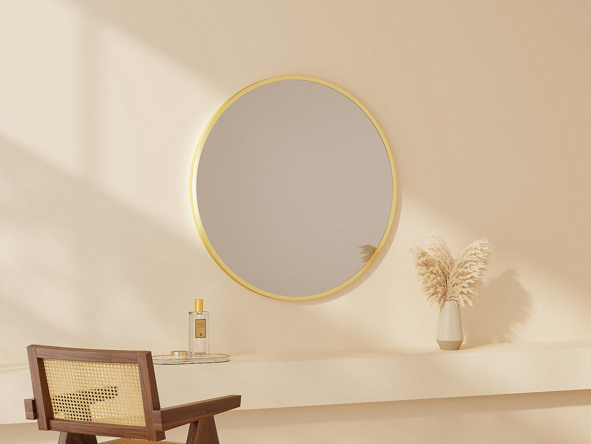 WANDSPIEGEL - 80 cm x 2.3 cm - Metall - Goldfarben - ELYRO - Goldfarben, Metall (80/80/2.3cm) - Vente-Unique