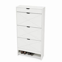 SCHUHSCHRANK mit 3 Klappen und Schublade MDF White - Weiß, Holzwerkstoff (26/136.5/63cm) - Beauniv