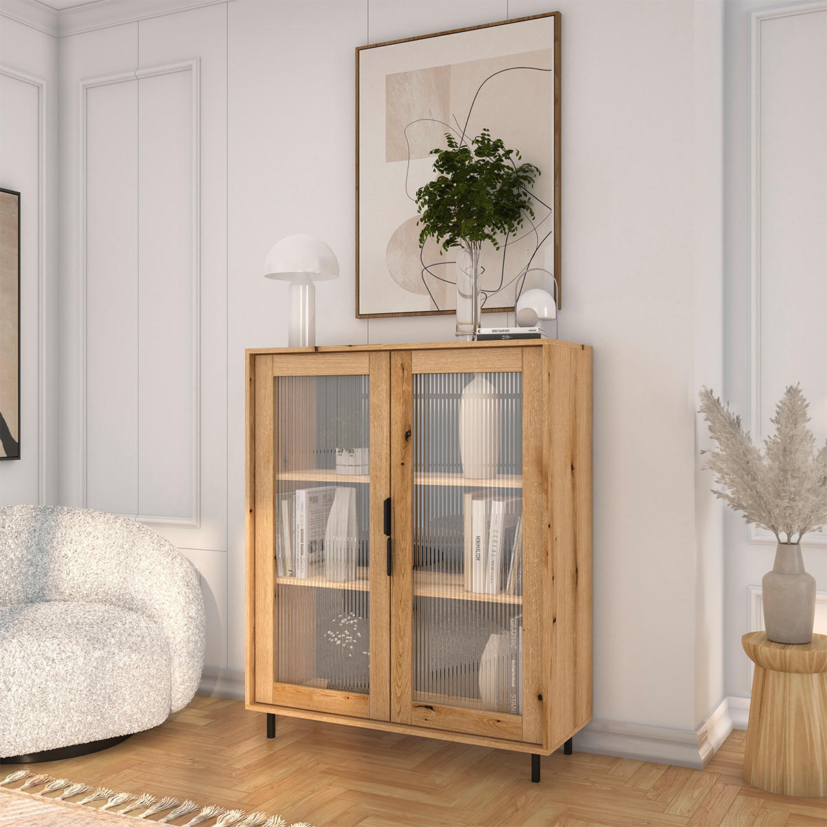 VITRÍNA Soly Dřevo - hnědá, kompozitní dřevo (103.2/126.2/40.3cm) - Petits-meubles