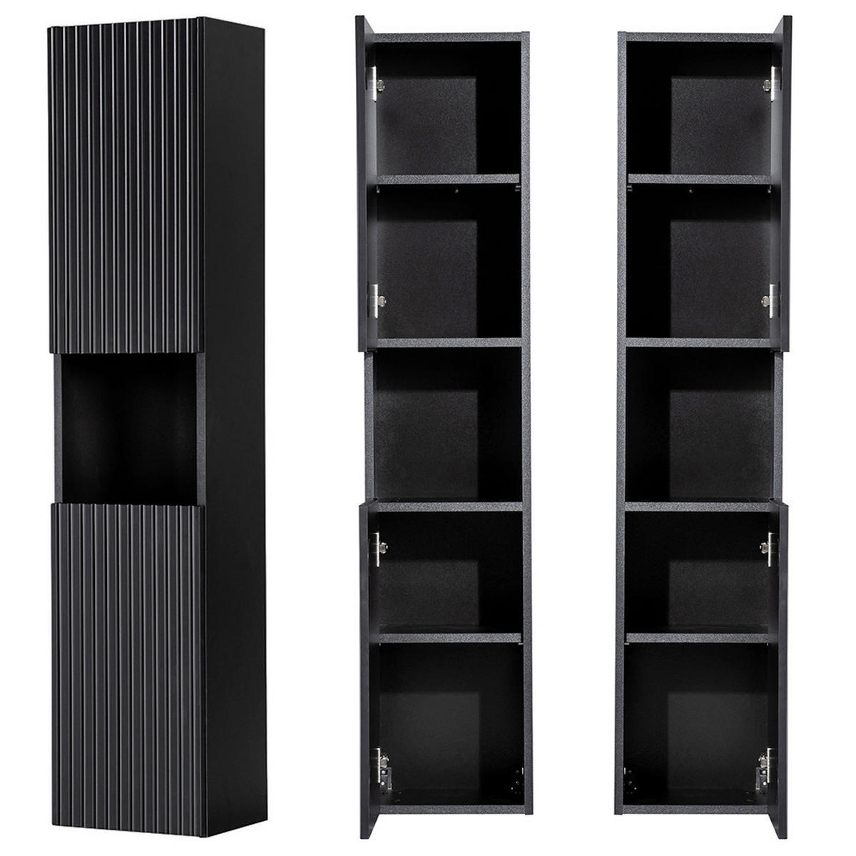 BADMÖBEL-SET 4-TLG. Newport-56 - Schwarz, Holzwerkstoff (180/200/40cm) - Lomado